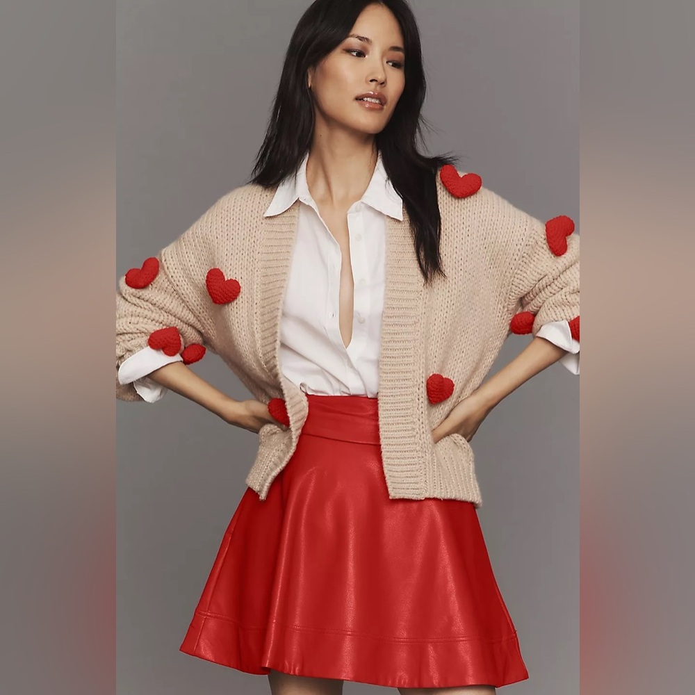 Anthropologie Maeve Susannah 3D Heart Cardigan Sweater (One Size) - NWT